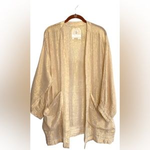 Hei Hei/Anthropologie Kimono Jacket Gold Metallic Threading